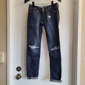 Gap always skinny distressed patched jeans